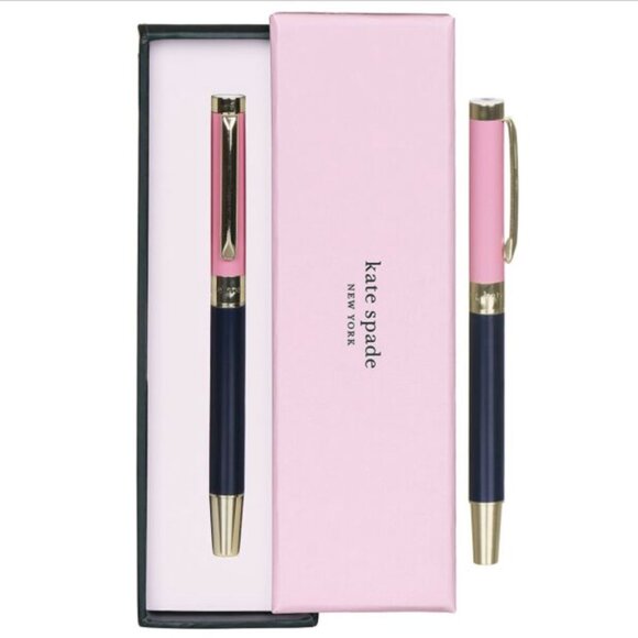 Kate Spade Pink & Navy Colorblock Ballpoint Pen new in box - Picture 4 of 5